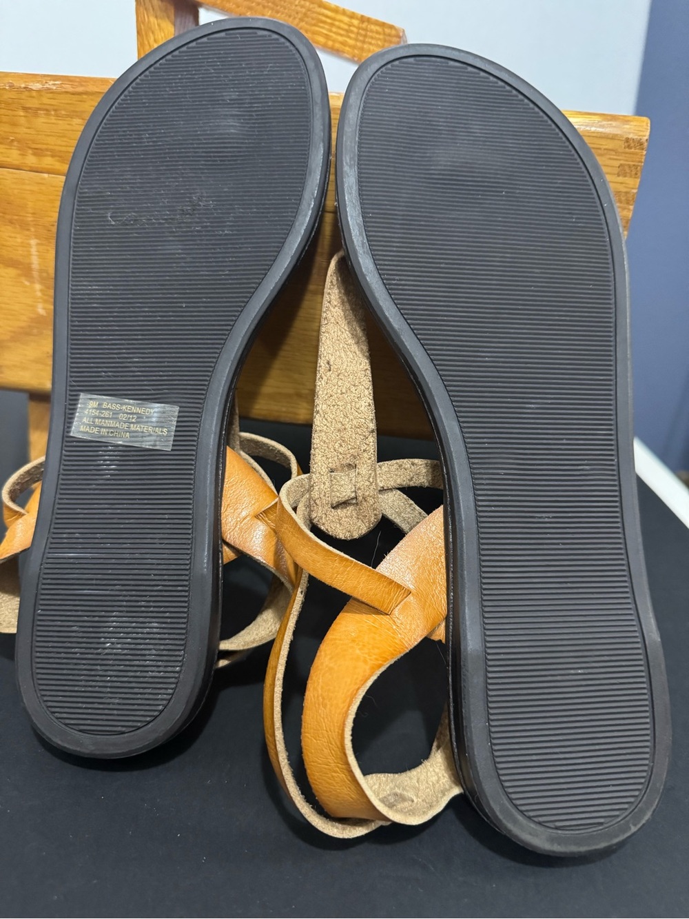 G.H. Bass & Co. Brown and Tan Leather T-Strap Sandals - Picture 4 of 4